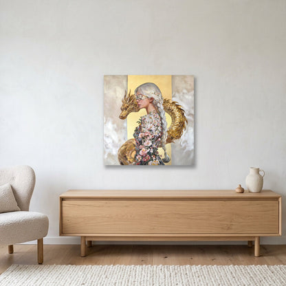 Golden Guardian — 70×70cm, 28×28" Acrylic Mount