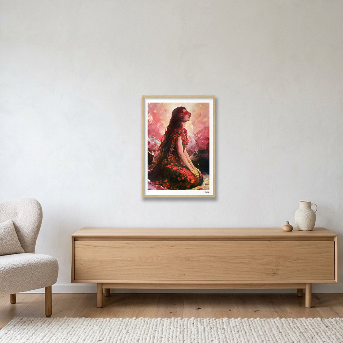 Blooms from Ash and Darkness — A2 (42×59cm, 17×23") Oak Frame