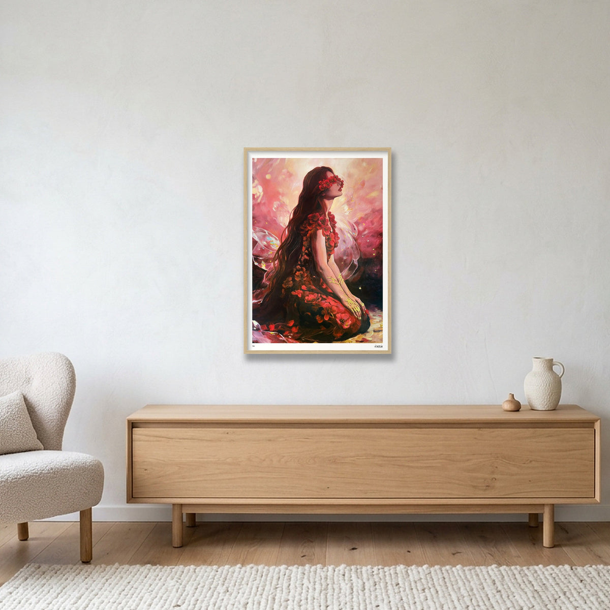 Blooms from Ash and Darkness — A1 (59×84cm, 23×33") Oak Frame