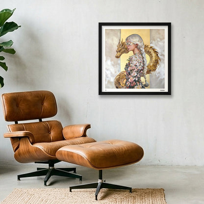 Golden Guardian — 40×40cm, 16×16" Black Frame